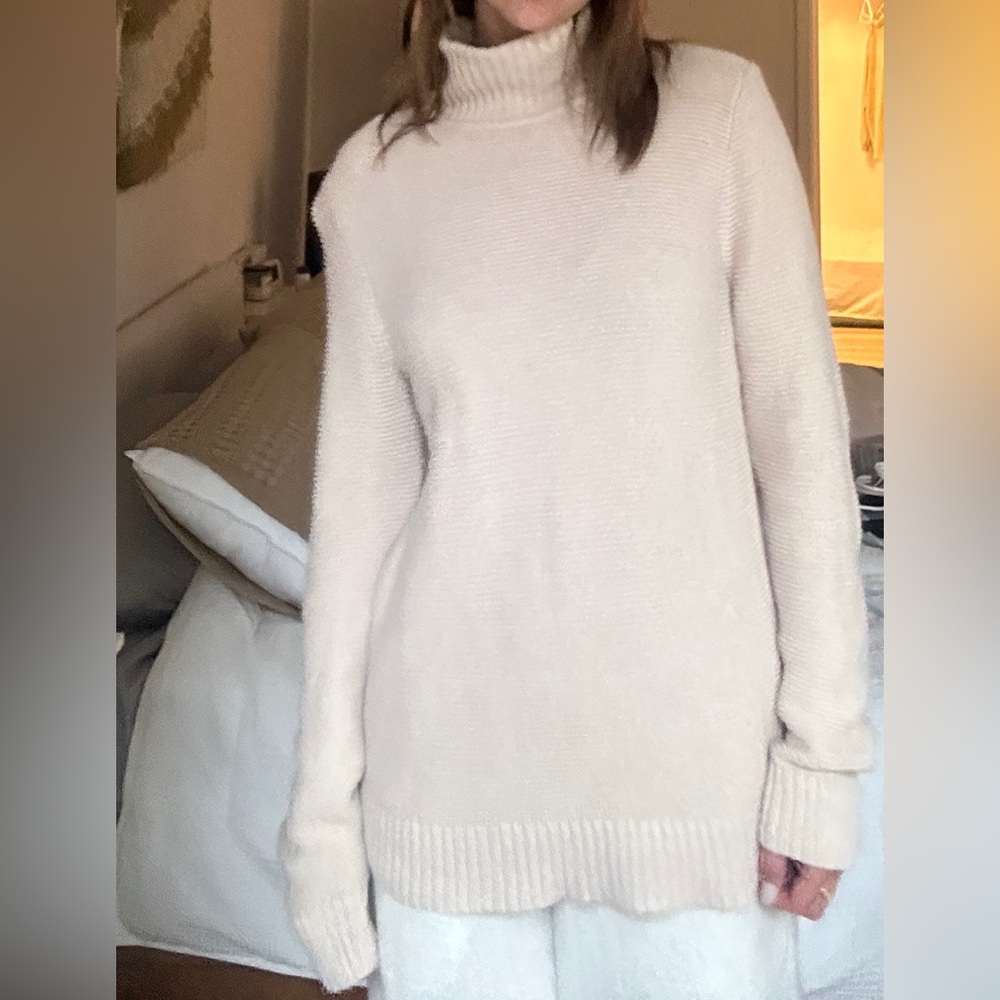 Cozy Beige/Cream J Crew Turtleneck Sweater cotton / wool blend